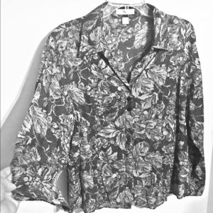 Coldwater Creek 1X Cotton Black & White Blouse
